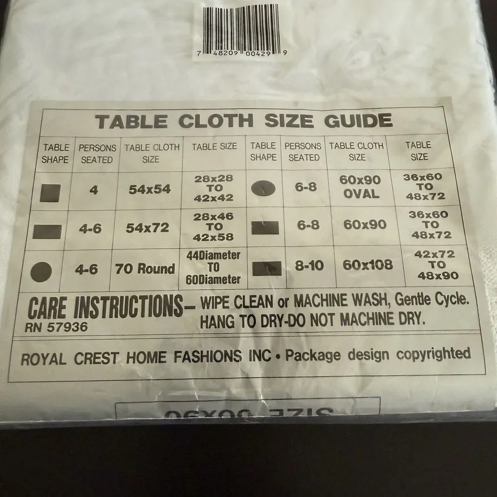 Vintage Royal Crest Tablecloth New Crochet Style Vinyl White Rectangular 60